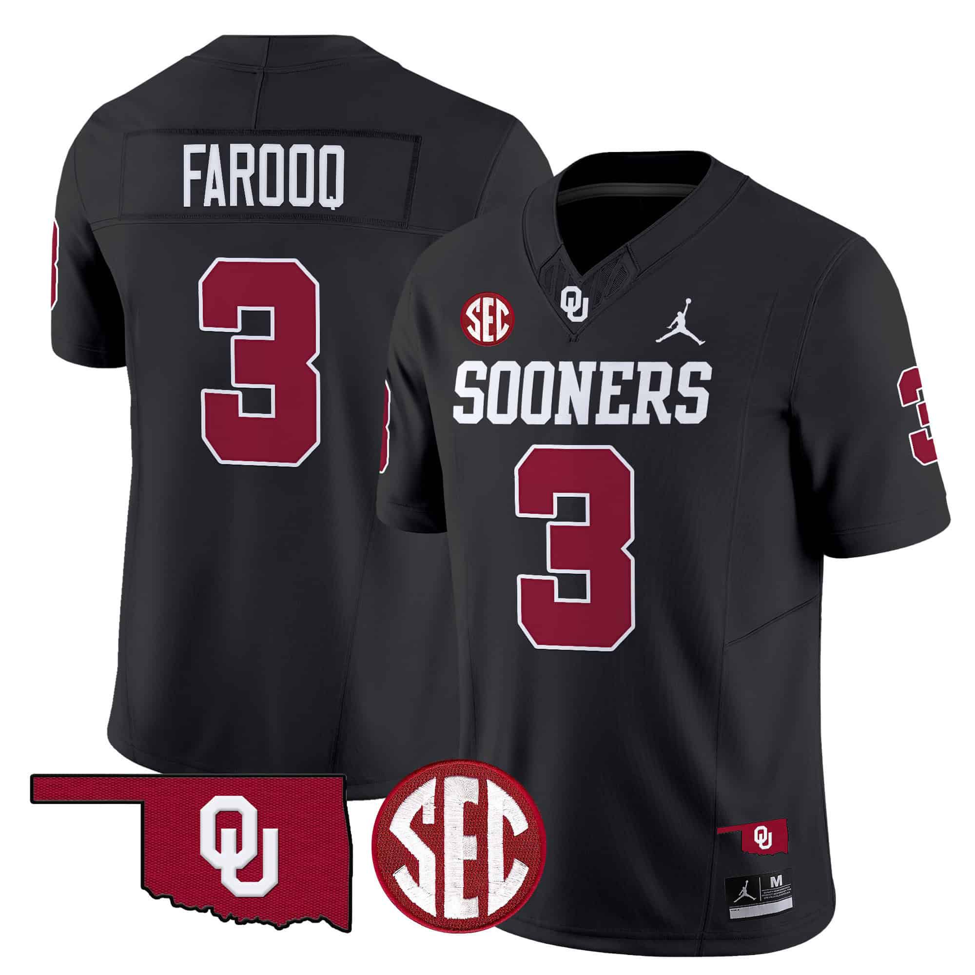Men Oklahoma Sooners #3 Farooq Black 2024 Vapor Limited NCAA Jersey style 1->customized nfl jersey->Custom Jersey